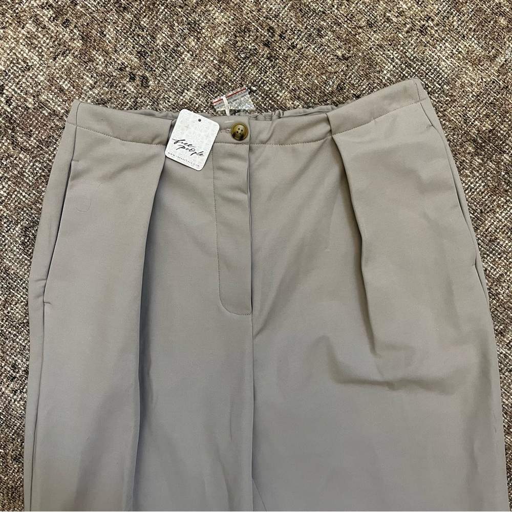 NWT Free People Beige High Rise Trouser Wide Leg Dress Pants M - Picture 2 of 5
